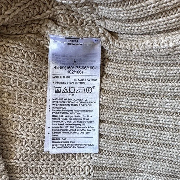 GAP Women's Beige Crew Neck Sweater 100% Cotton - Picture 3 of 4